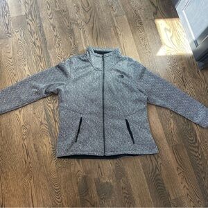 Women’s North Face Black and White Chevron Zip Up with Faux Fur Inside